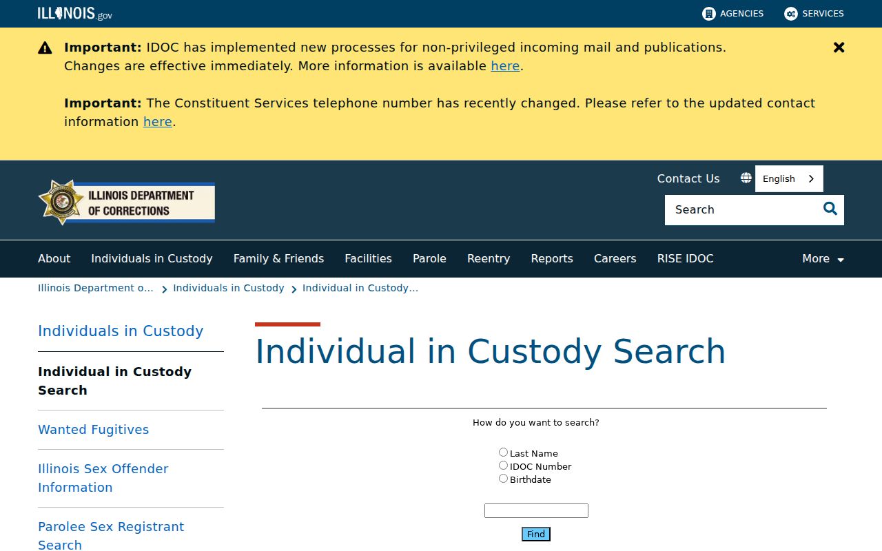 Arlington Heights resident lookup through Illinois DOC inmate search