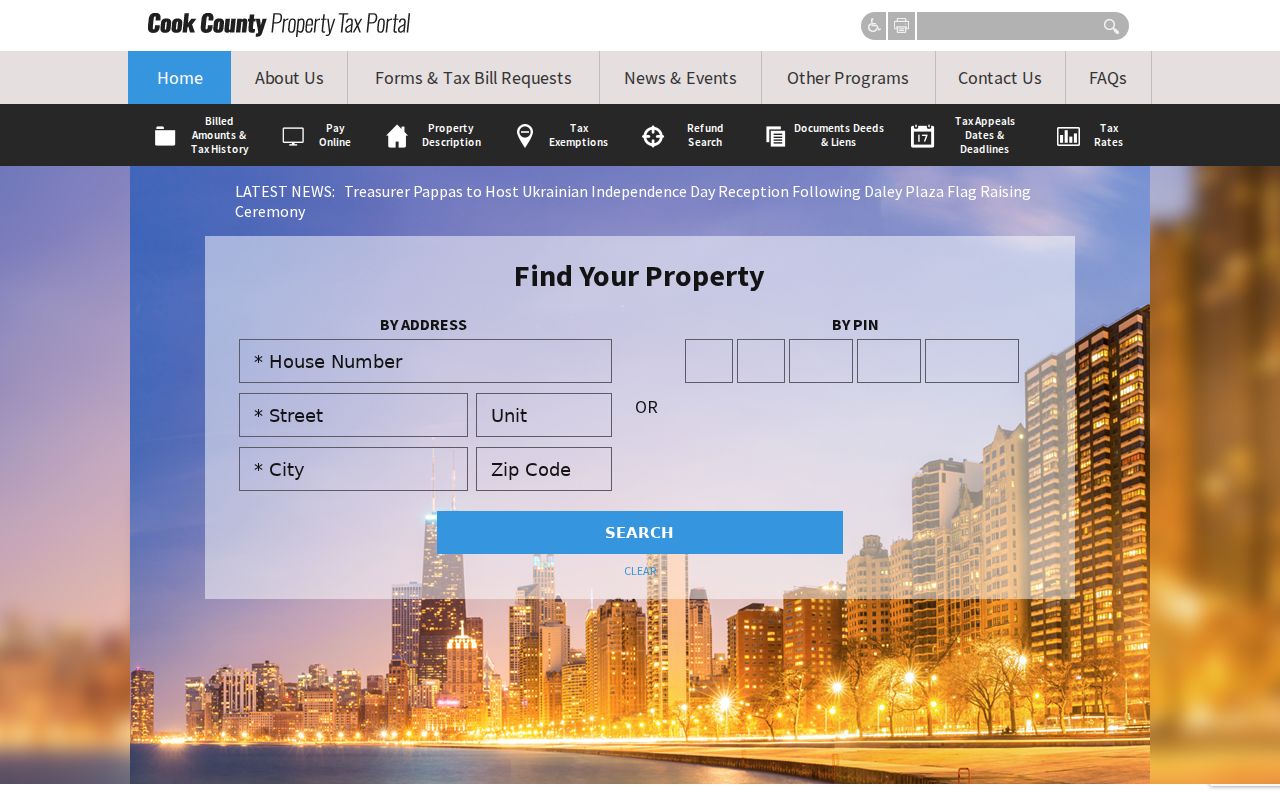 Cook County property portal for an Arlington Heights street address search